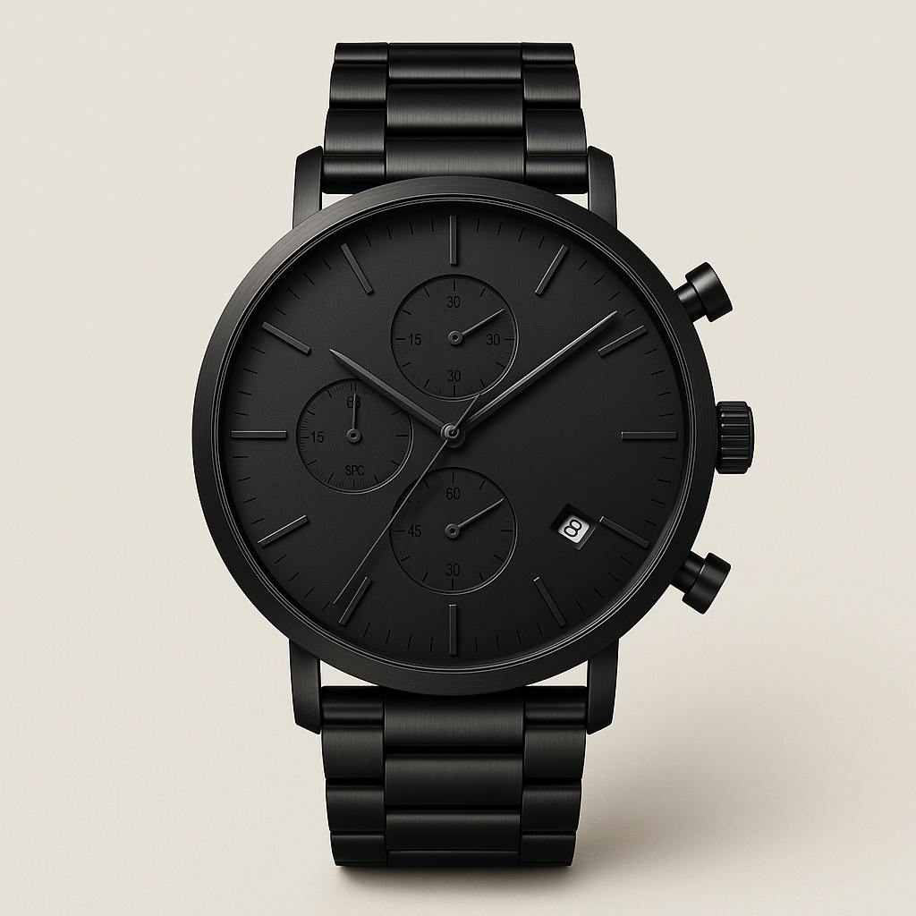 Relógio Masculino Hebrom Full Black Fundo Preto Pulseira de Aço Inoxidável