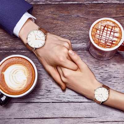 Quartz Movement Brown Leather horloges vrouwen White Dial Women Top Brand Luxury Waterproof Watch relogio feminino zegarek damsk