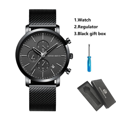 Relógio Masculino Hebrom White Silve Pulseira Mesh Band