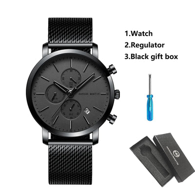 Relógio Masculino Hebrom White Silve Pulseira Mesh Band